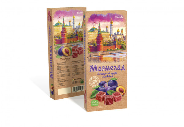 №2 Сладарт Мармелад Сливовый МОСКВА в сахарной пудре (642), 200г   в Ишимбае