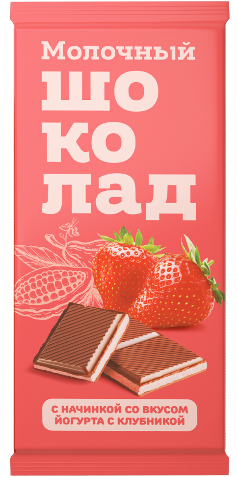  Меренга Шоколад молочный с начинкой Йогурт-Клубника,(блок 24шт по 80г)   в Ишимбае