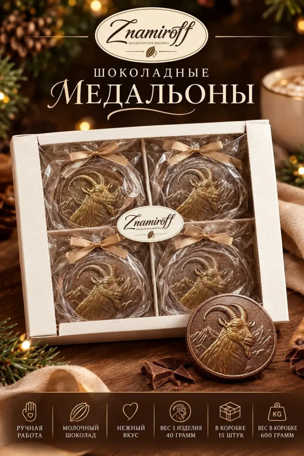 №1 Фигурный шоколад Медальоны Козлики(15шт по 40г) в Ишимбае