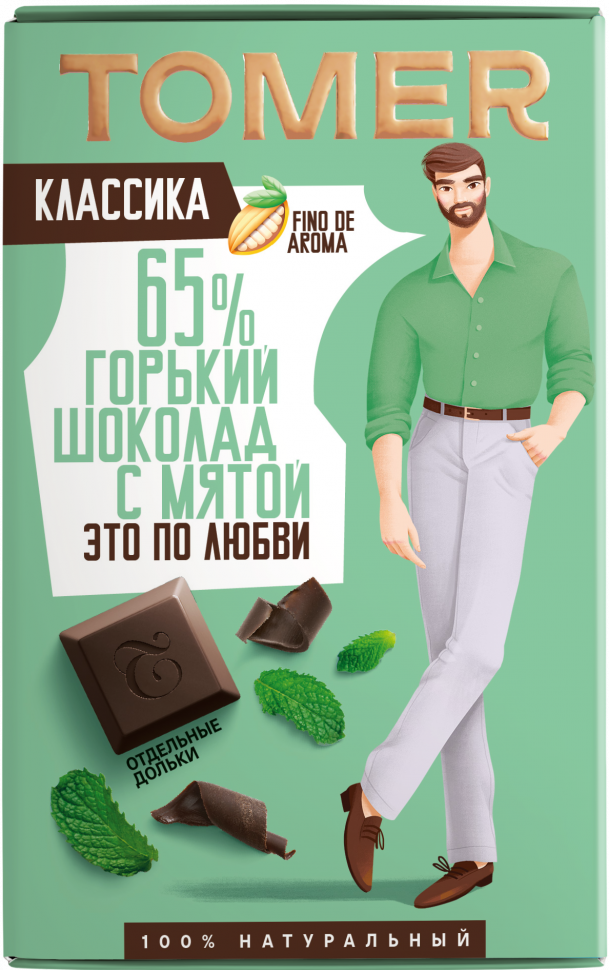  Фабрика Томер  Горький шоколад с МЯТОЙ, 90г в Ишимбае